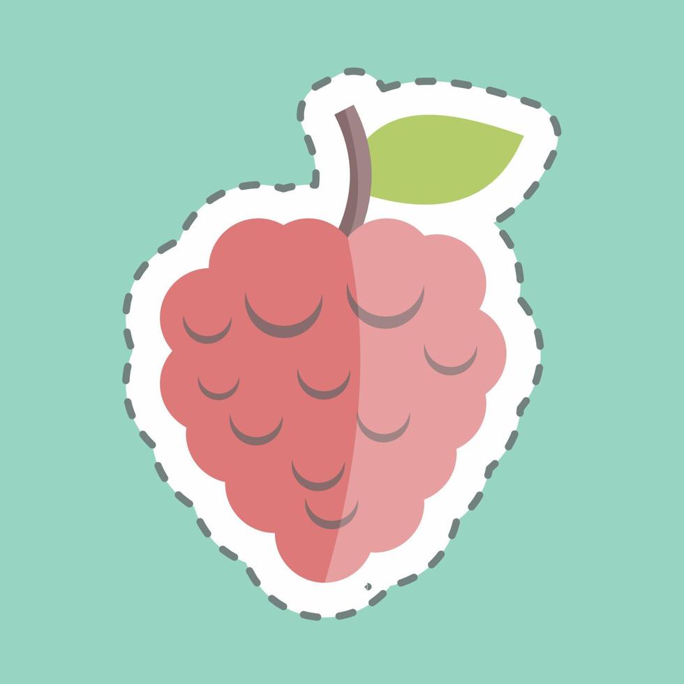 pegatina línea cortada frambuesa. adecuado para el símbolo de frutas y verduras. diseño simple editable. vector de plantilla de diseño. ilustración de símbolo simple