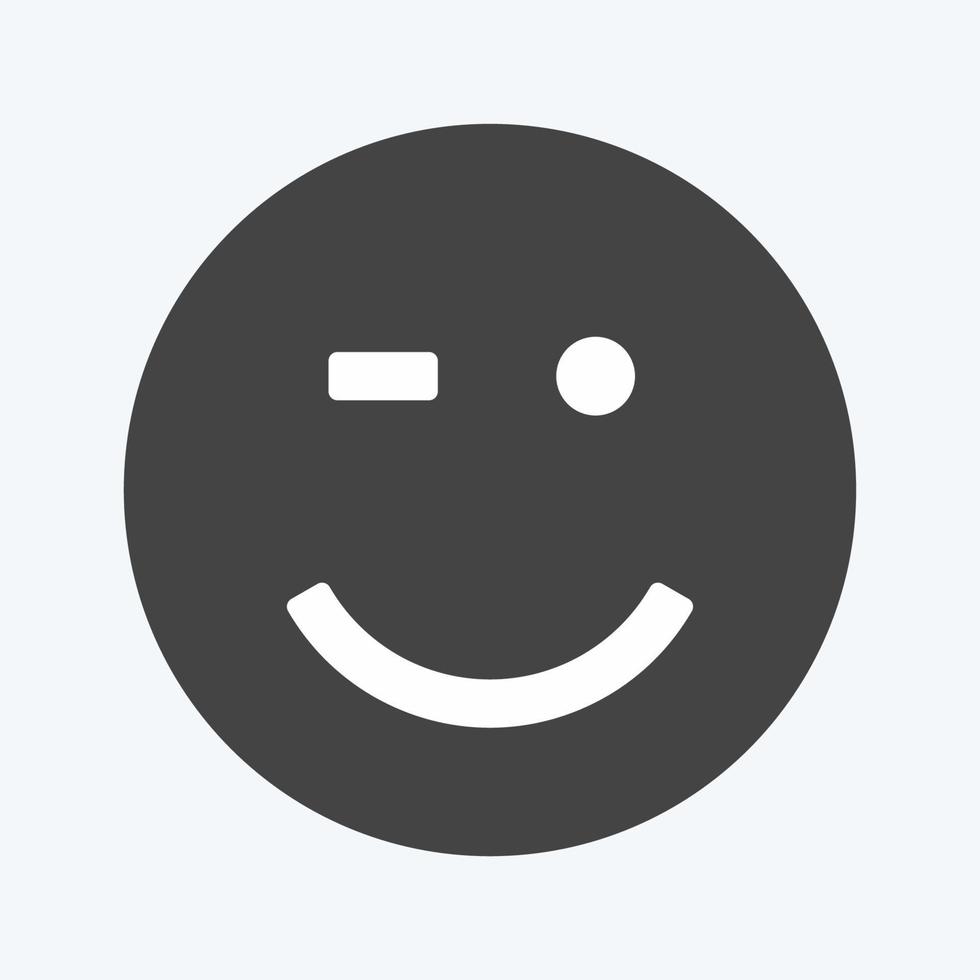 Icon Emoticon Winking. suitable for Emoticon symbol. glyph style. simple design editable. design template vector. simple symbol illustration vector