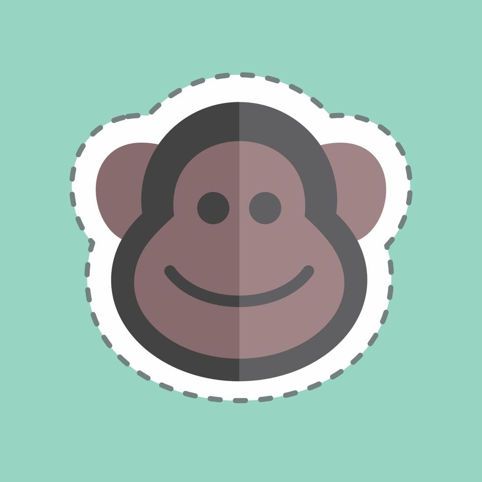 Sticker line cut Monkey. suitable for Animal symbol. simple design editable. design template vector. simple symbol illustration vector