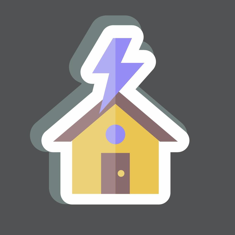 Sticker Lightning Striking House. suitable for disasters symbol. color mate style. simple design editable. design template vector. simple symbol illustration vector