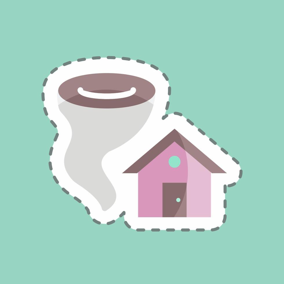 Sticker line cut Tornado Hitting House. suitable for disasters symbol. color mate style. simple design editable. design template vector. simple symbol illustration vector