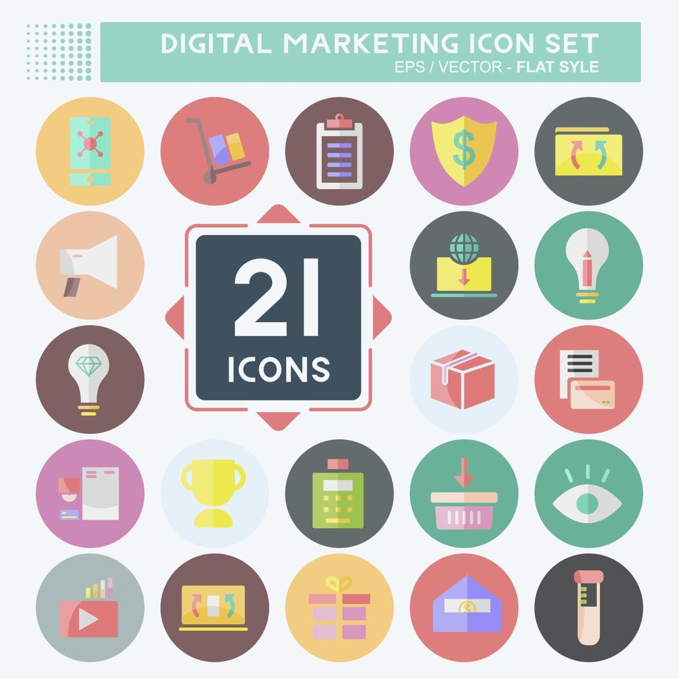 conjunto de iconos de marketing digital. adecuado para el símbolo de la interfaz web. estilo plano diseño simple editable. vector de plantilla de diseño. ilustración de símbolo simple