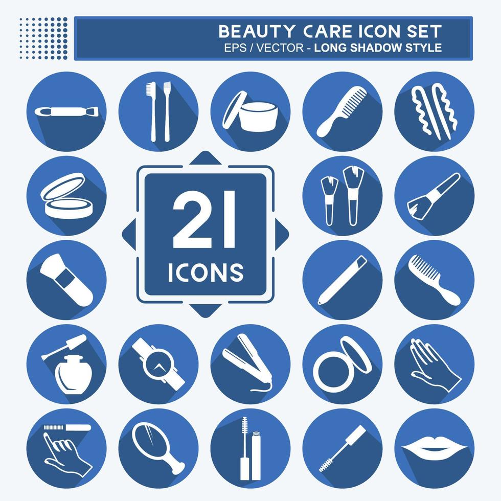 Beauty Care Icon Set. suitable for beauty care symbol. long shadow style. simple design editable. design template vector. simple symbol illustration vector