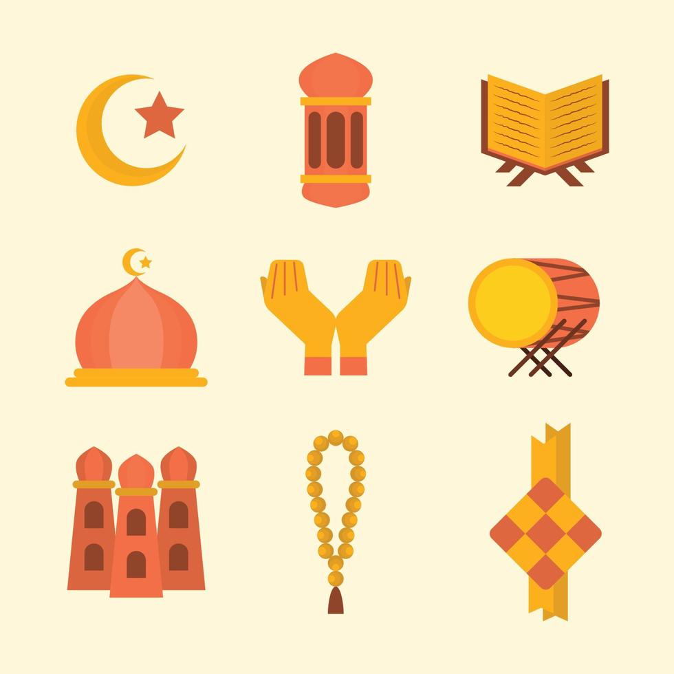 conjunto de iconos de saludo de temporada eid vector