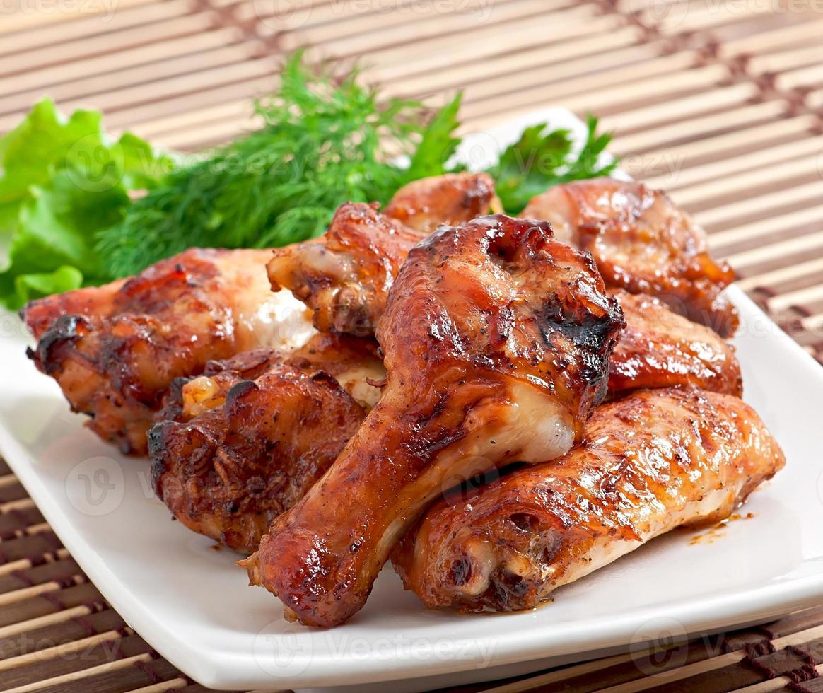 Baked chicken wings in the Asian style photo