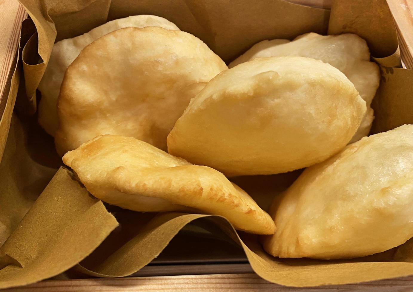 Gnocco Fritto. Traditional Italian cuisine. Substitute for bread made with fried dough. photo