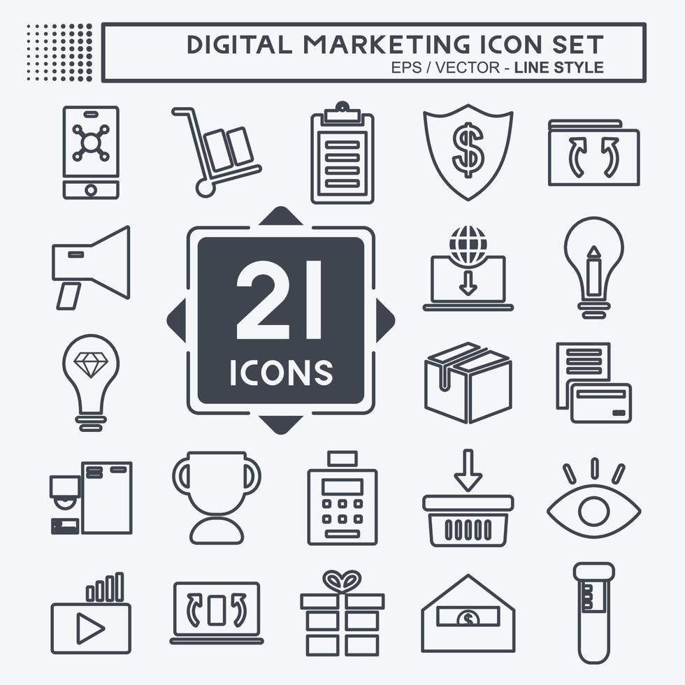 Digital Marketing Icon Set. suitable for Web Interface symbol. line style. simple design editable. design template vector. simple symbol illustration vector