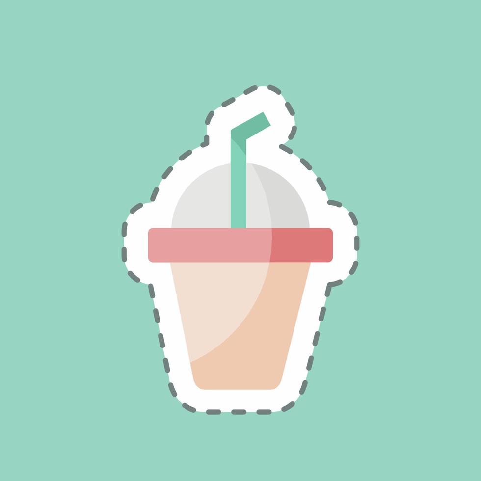 línea de pegatina cortada frappe congelado. adecuado para el símbolo de bebida. diseño simple editable. vector de plantilla de diseño. ilustración de símbolo simple