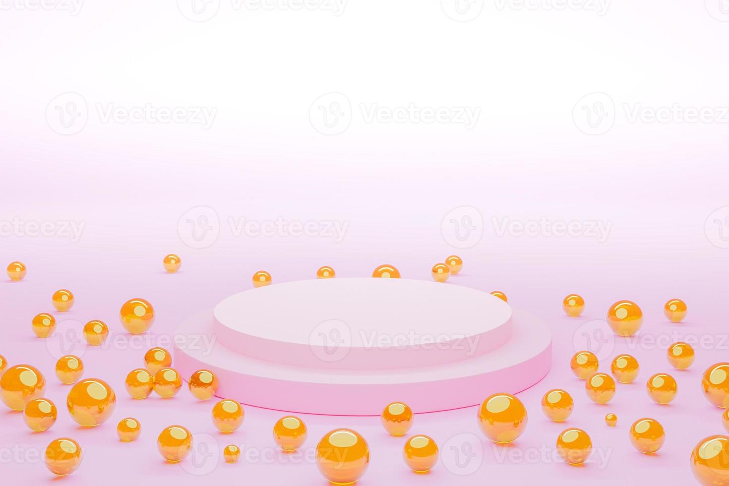 Mock-up Display Product Podium, 3D rendering. Abstract scene background. Cylinder podium on pink background. Product presentation, mock up, show cosmetic product, Podium, stage pedestal or platform photo