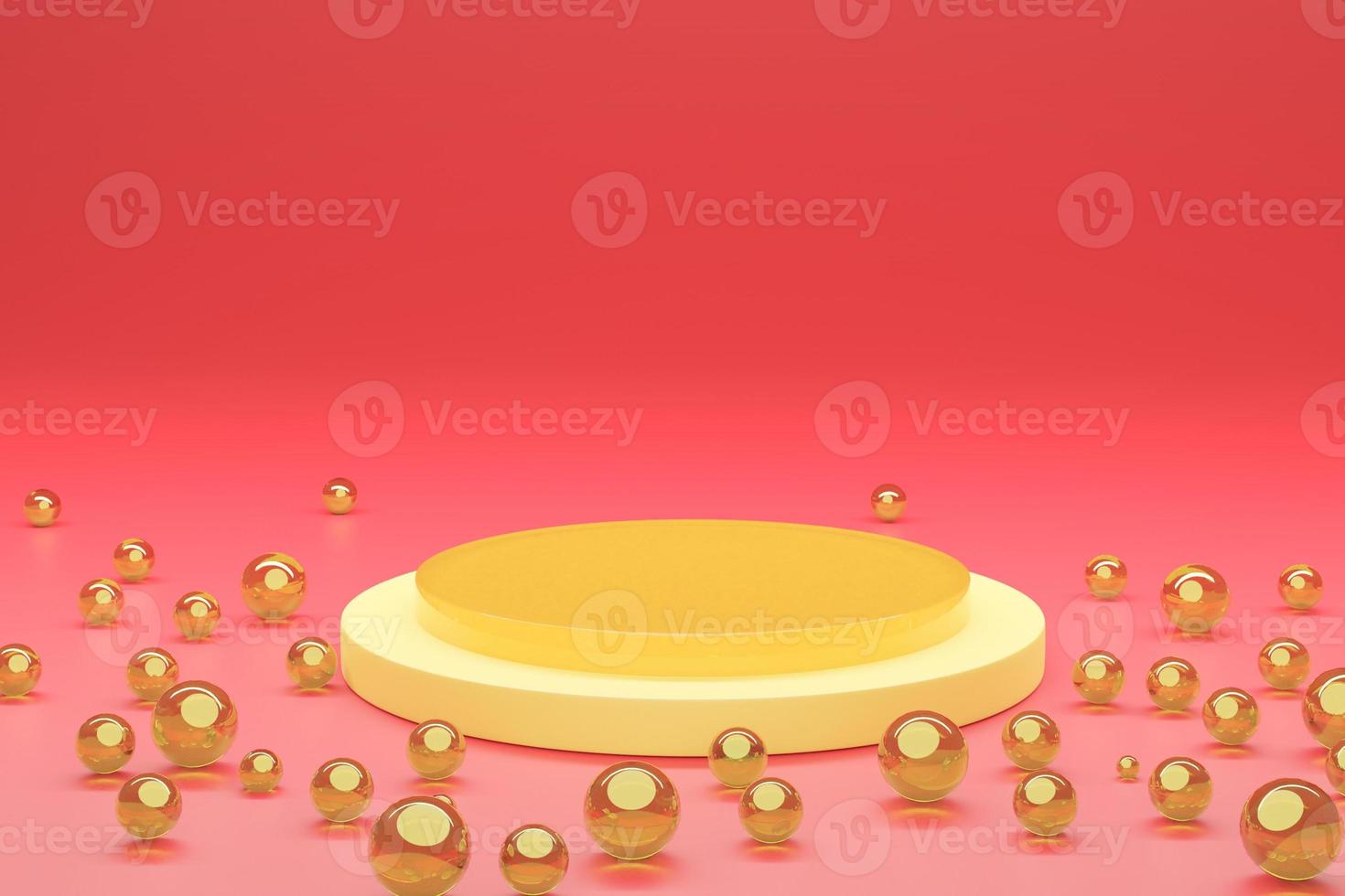 Mock-up Display Product Podium, 3D rendering. Abstract scene background. Cylinder podium on pink background. Product presentation, mock up, show cosmetic product, Podium, stage pedestal or platform photo