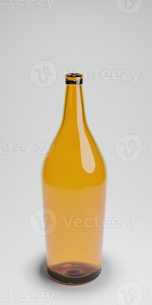 botellas vacías para logotipos claros en sus proyectos, representación 3d colorida. foto