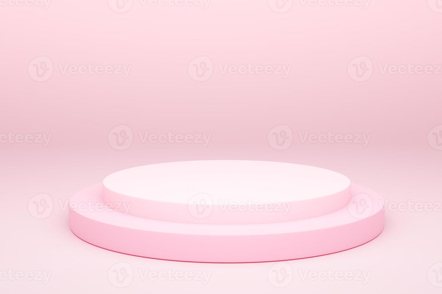 Mock-up Display Product Podium, 3D rendering. Abstract scene background. Cylinder podium on pink background. Product presentation, mock up, show cosmetic product, Podium, stage pedestal or platform photo