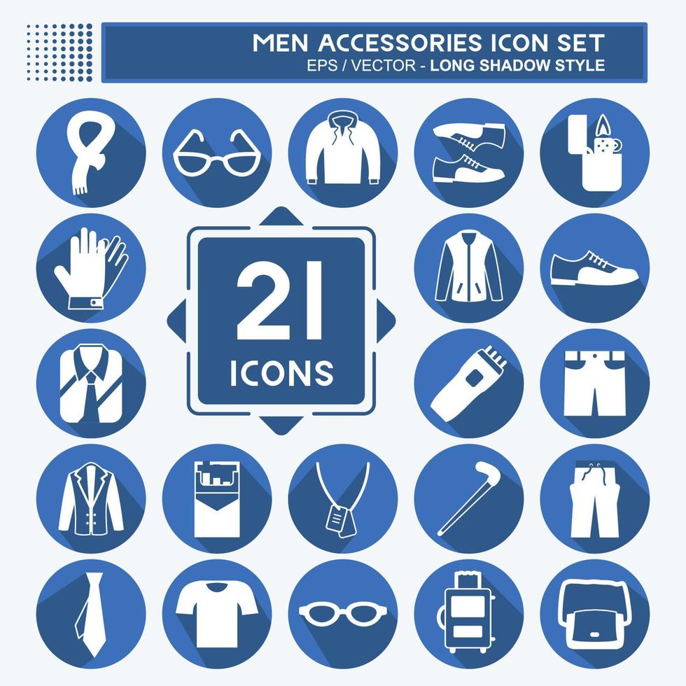 Men Accessories Icon Set. suitable for education symbol. long shadow style. simple design editable. design template vector. simple symbol illustration vector