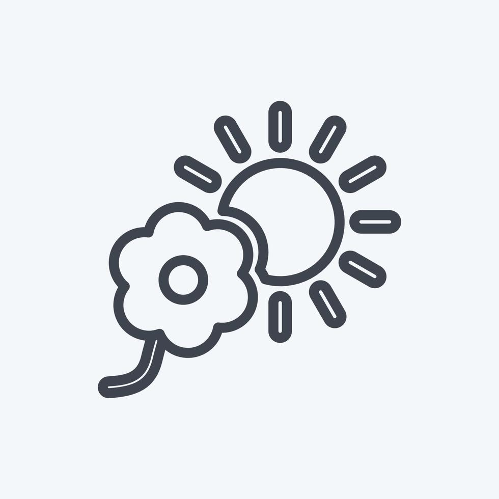 Icon Flower in sunlight. suitable for garden symbol. line style. simple design editable. design template vector. simple symbol illustration vector