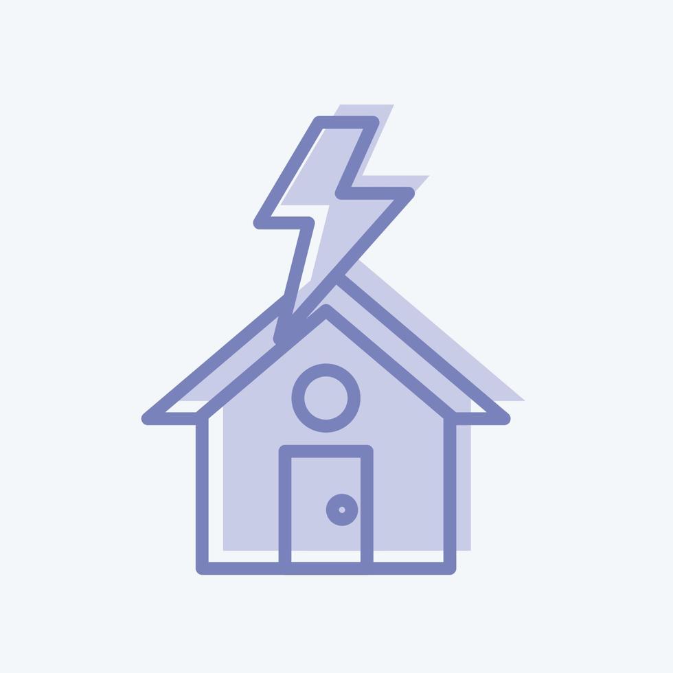 Icon Lightning Striking House. suitable for disasters symbol. two tone style. simple design editable. design template vector. simple symbol illustration vector