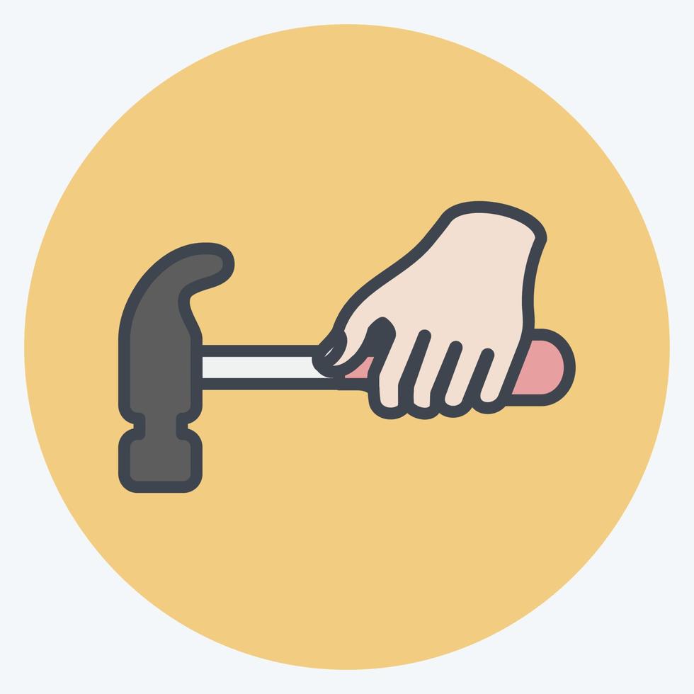 Icon Holding Hammer. suitable for Hand Actions symbol. color mate style. simple design editable. design template vector. simple symbol illustration vector