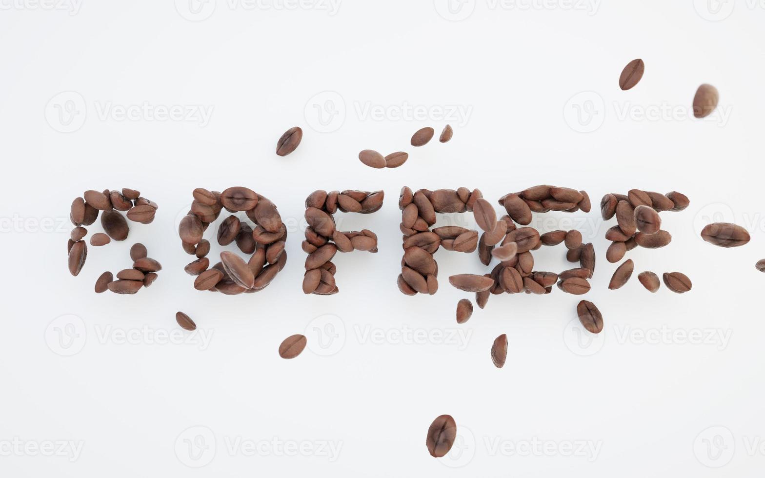 Concept coffee word of coffee beans. photo