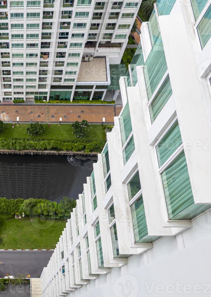 View down on landscape from skyscraper architecture in Bangkok Thailand. photo