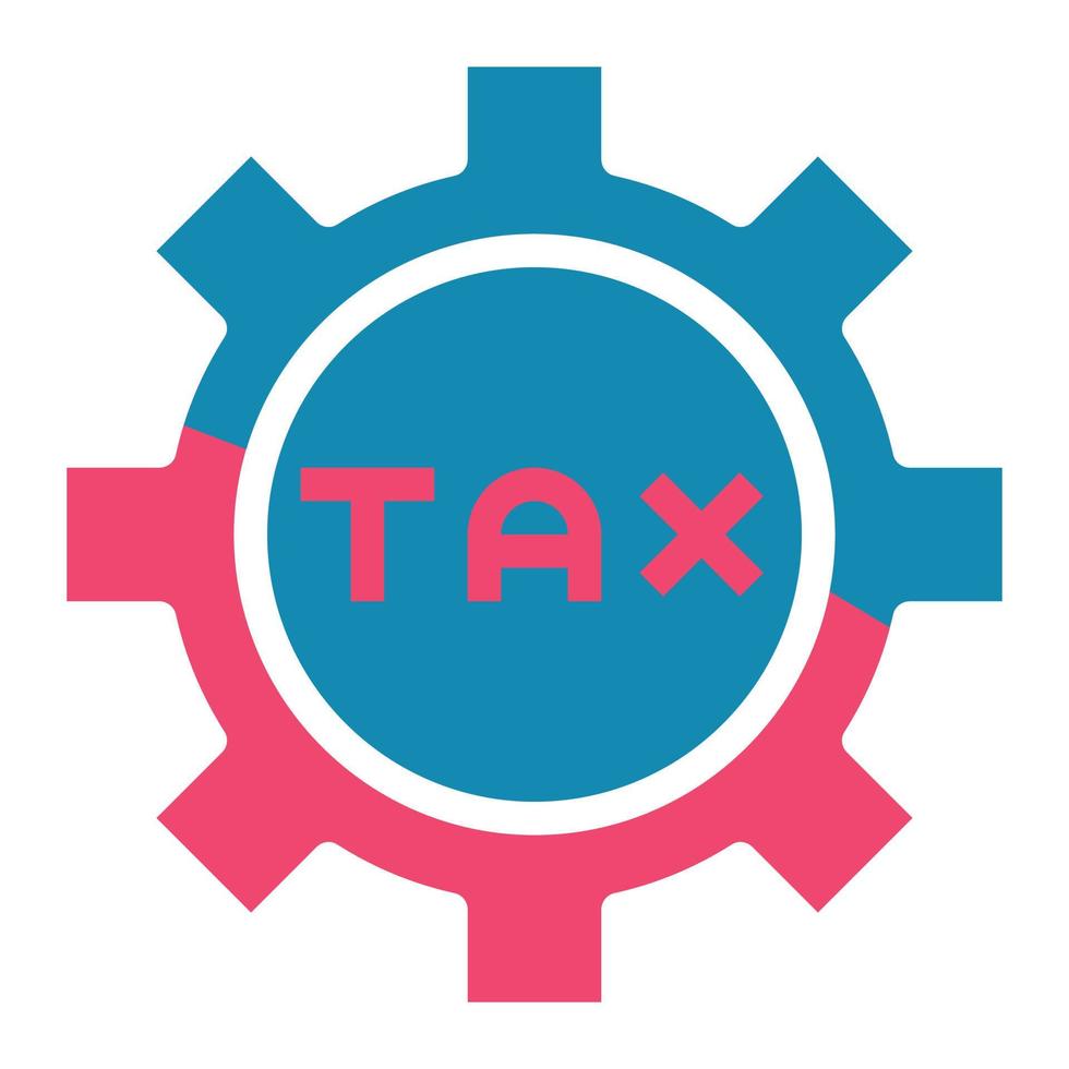 Gear icon Tax flat vector illustration