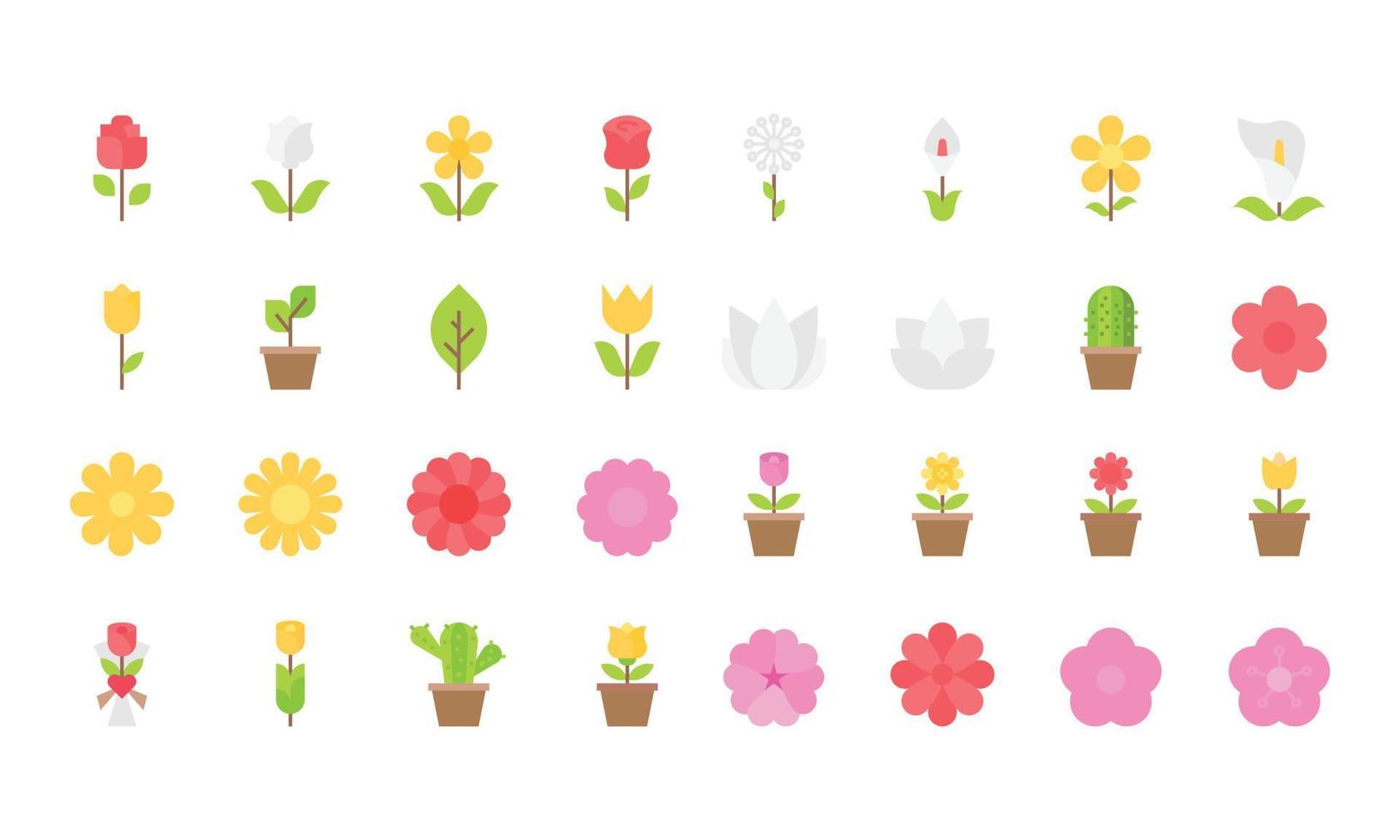 flower icons vector illustrator, floral, rose, cactus