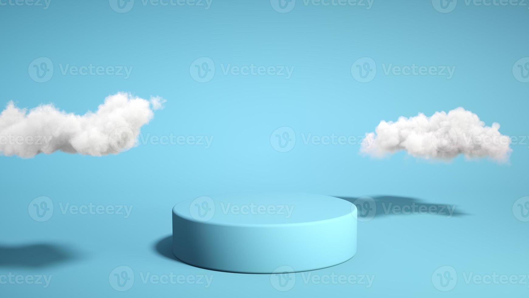 Blue podium with cloud on blue background. Product display stand. Insert your product. Father's Day. 3d rendering. photo