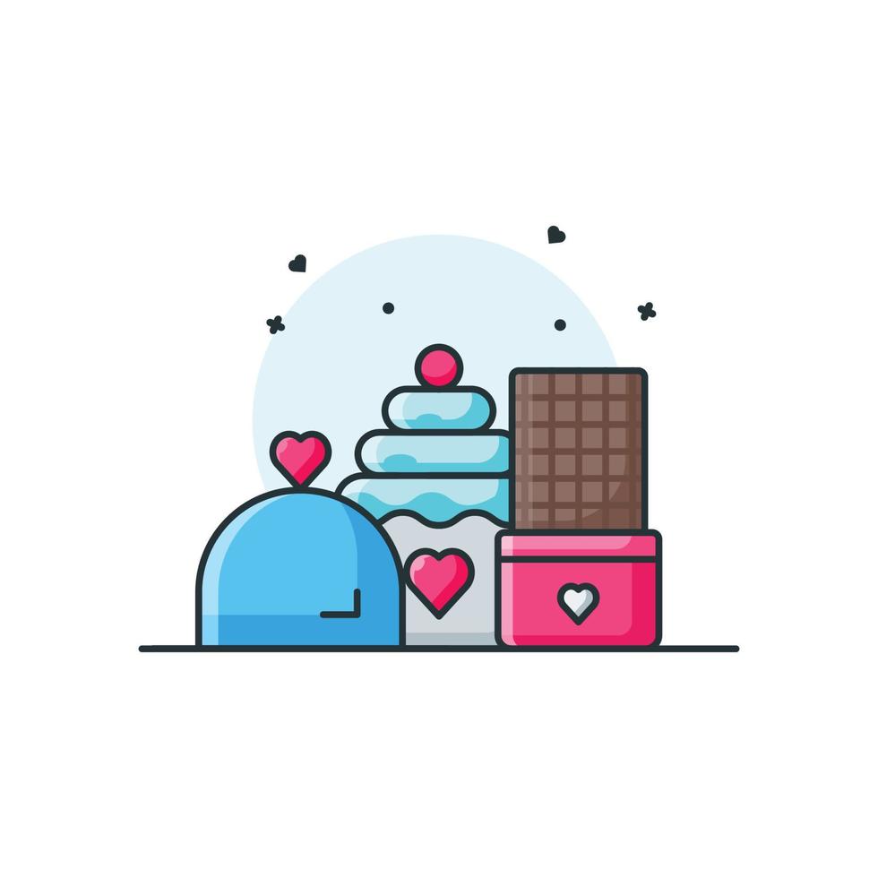 Cake Valentine Cartoon Illustrations vector