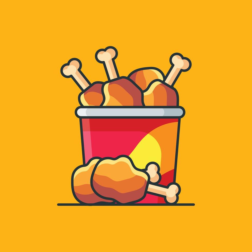 Fried Chickens Cartoon Illustrations vector