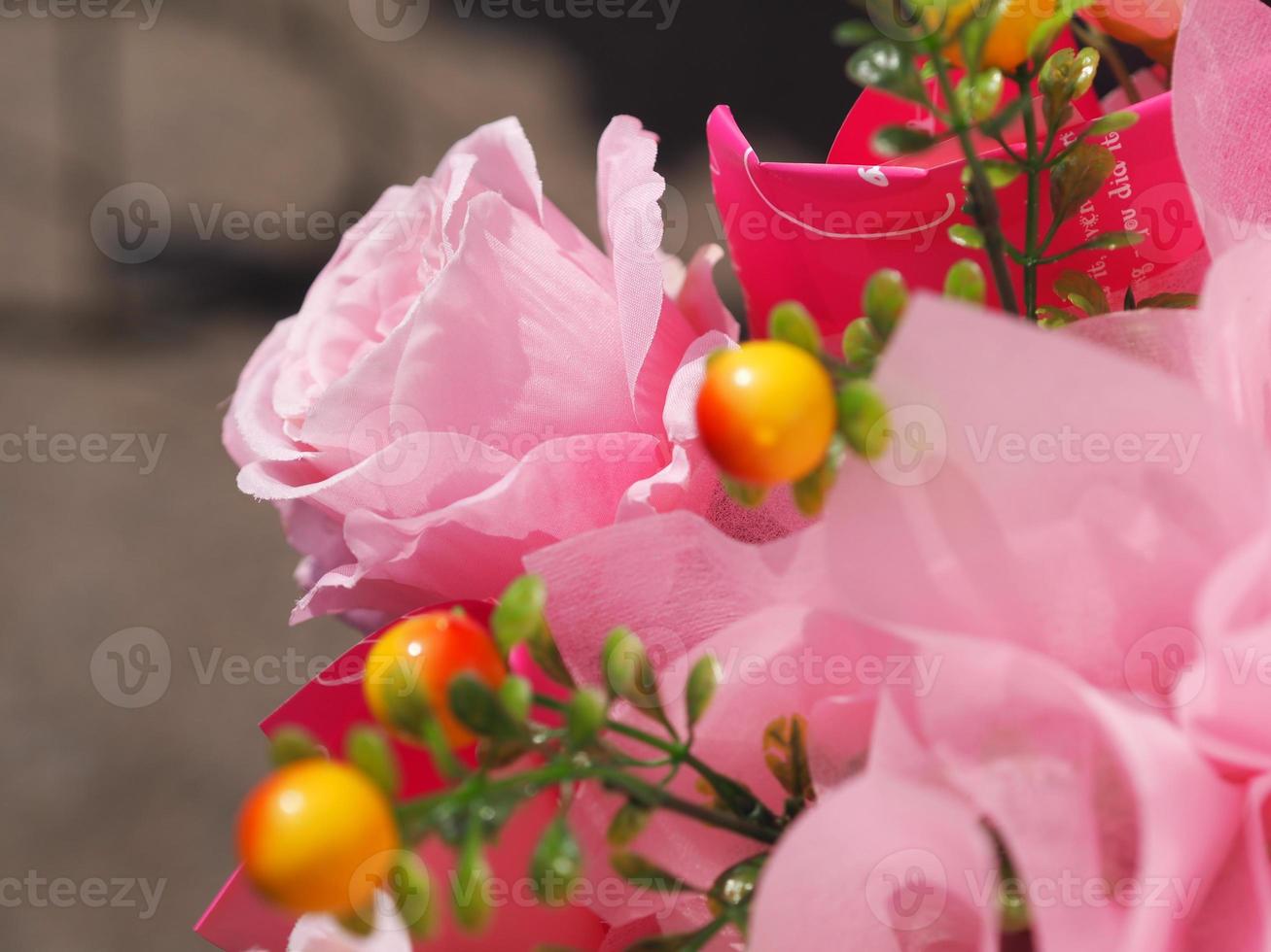 pink rose flower beautiful bouquet artificial Handmade background photo