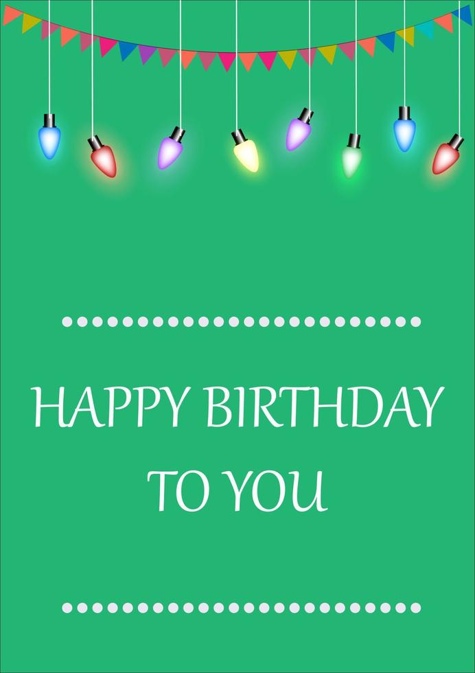 graphics drawing bulb bright with text birthday for card or paper for decorative happy birthday vector illustration green background