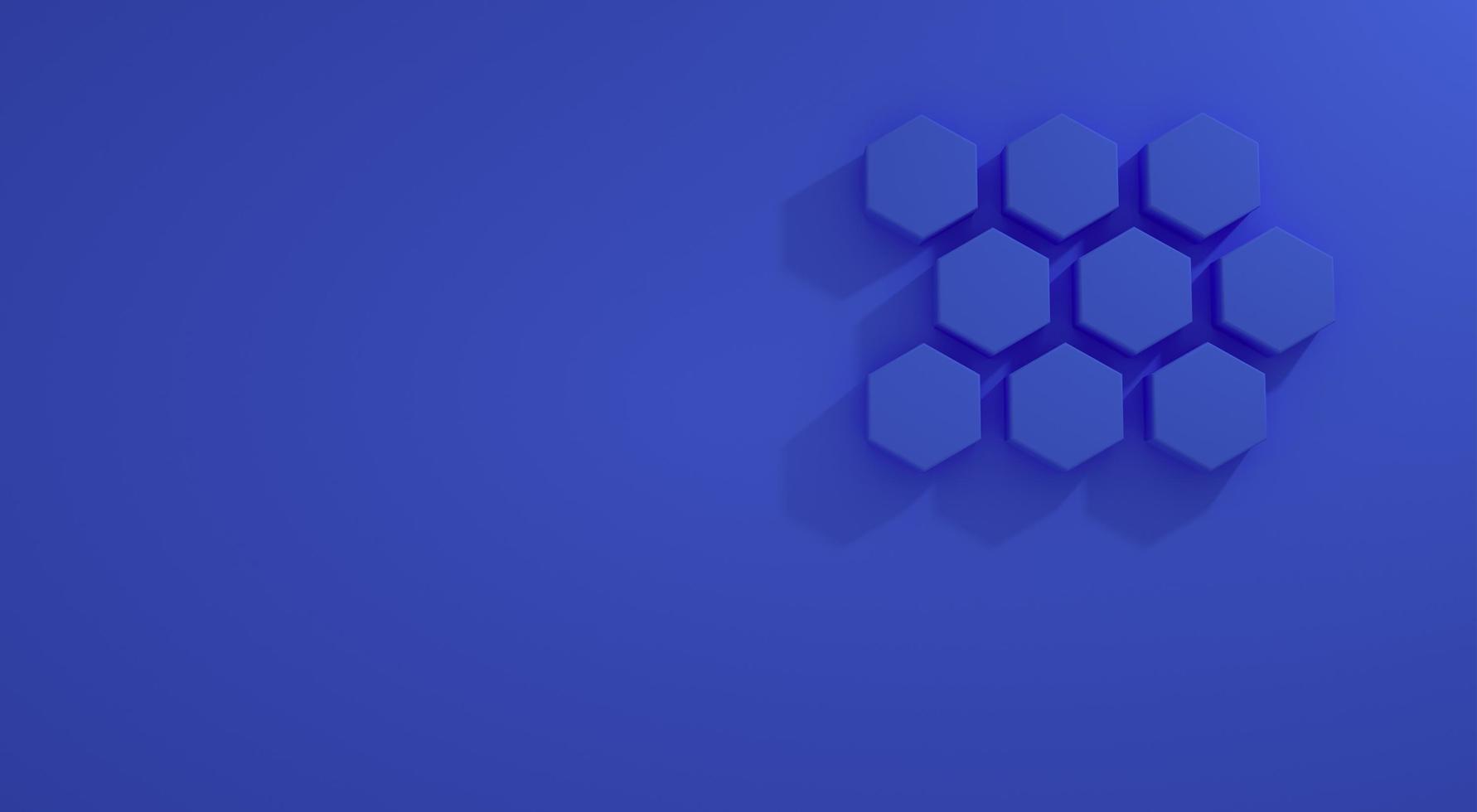 Hexagon grid on blue wall minimal background for premium product -3D render. photo