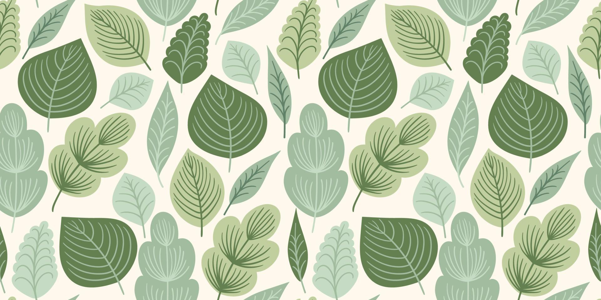 Abstract seamless pattern with leaves and grass. Vector design for paper, cover, fabric, interior decor and other use.