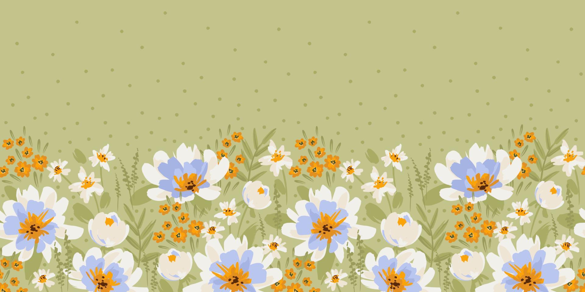 Floral seamless border. Vector design for paper, cover, fabric, interior decor and other use