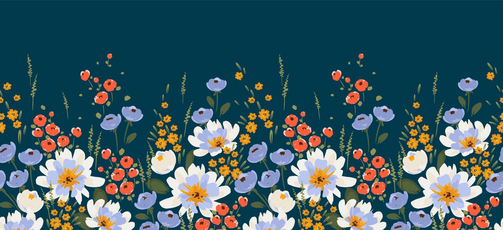 borde floral sin costuras. diseño vectorial para papel, cubierta, tela, decoración interior y otros usos vector