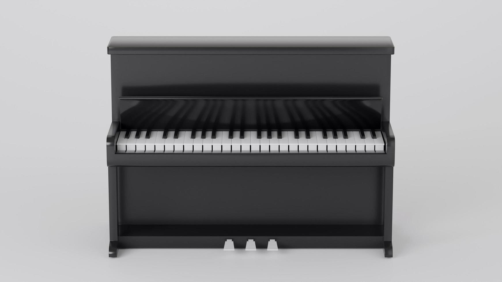 piano negro clásico sobre fondo blanco. representación 3d foto