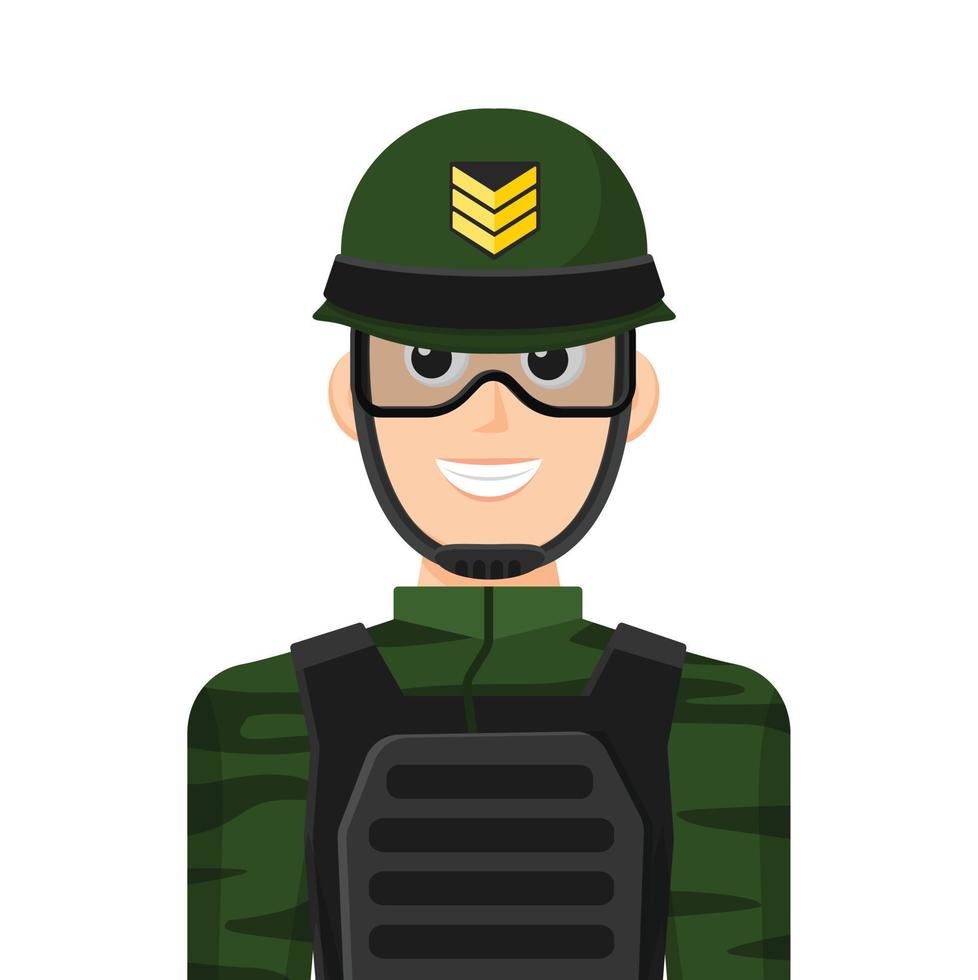 vector plano simple colorido de soldado del ejército, un sargento, icono o símbolo, ilustración de vector de concepto de personas.