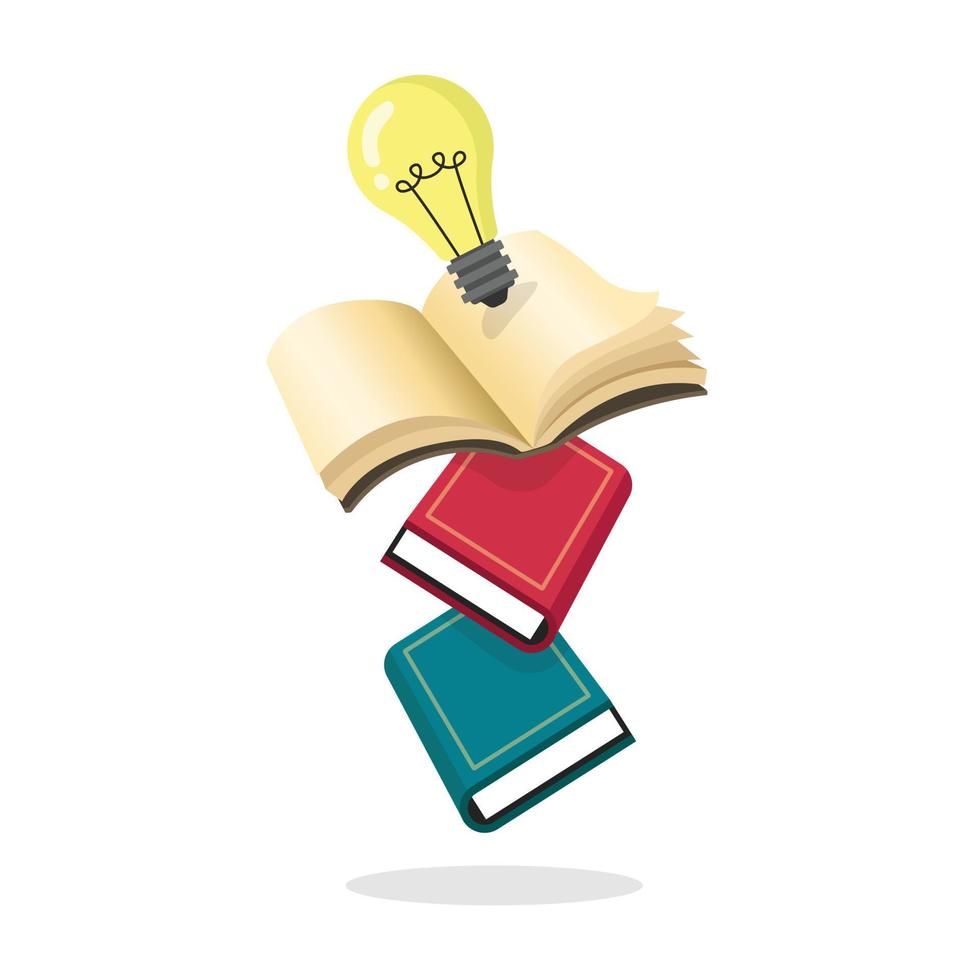 Collection of book and light bulb, education concept, gradient graphics isolated on white background. vector