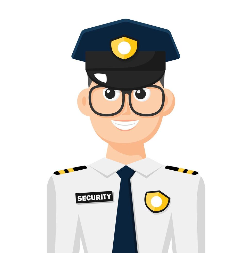 vector plano simple colorido de guardia de seguridad, icono o símbolo, ilustración de vector de concepto de personas.