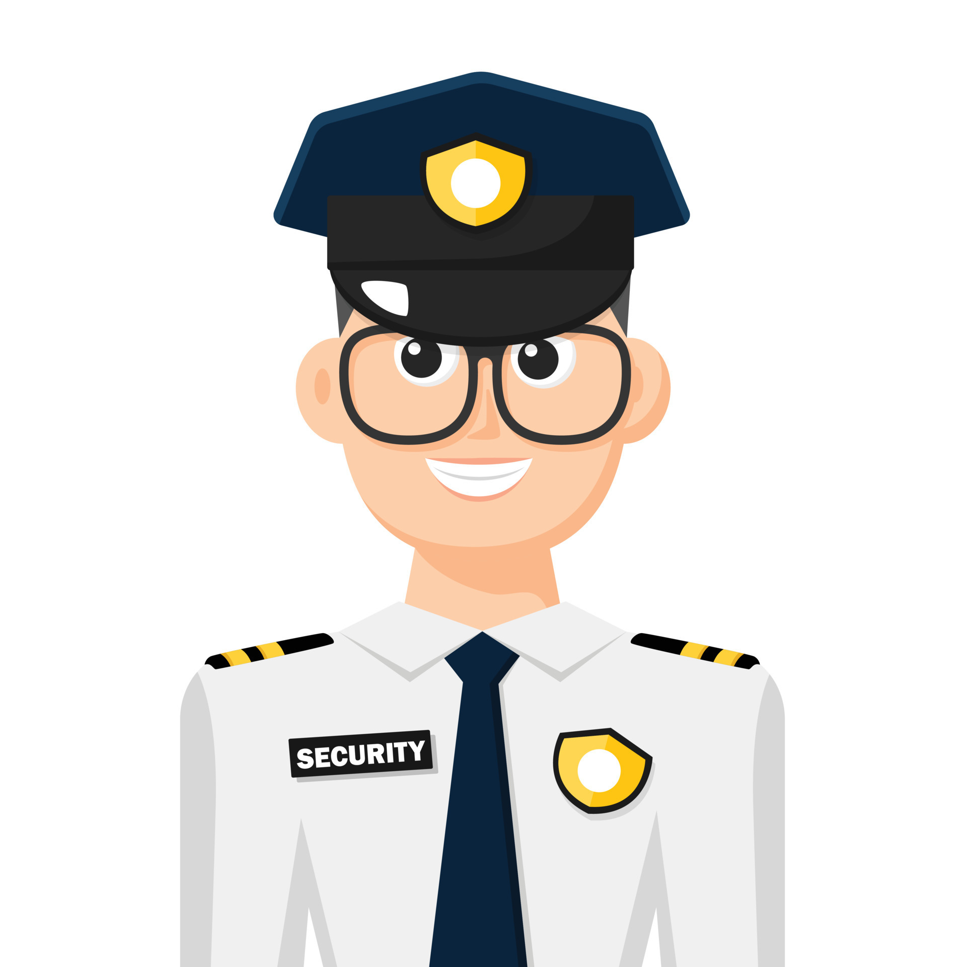 Colorful simple flat vector of security guard, icon or symbol, people