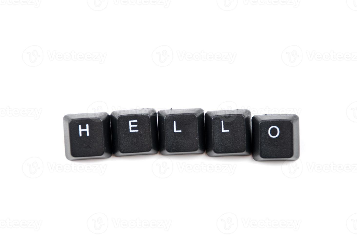 Word hello on white background photo