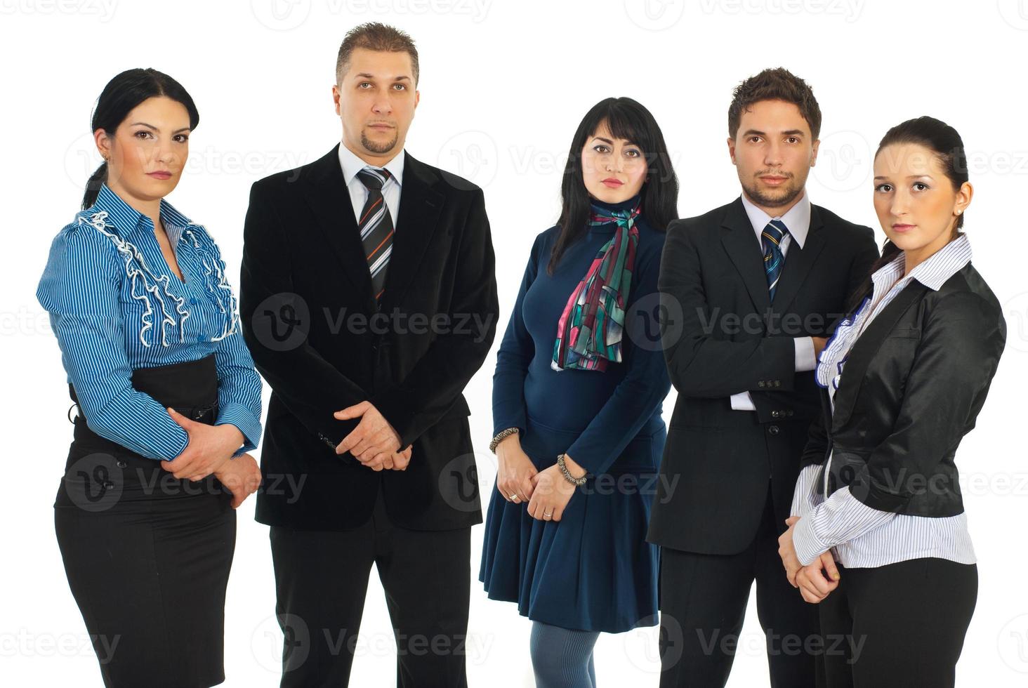 Sad business people in a row photo