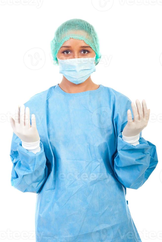 Surgeon woman prepare for surgery photo