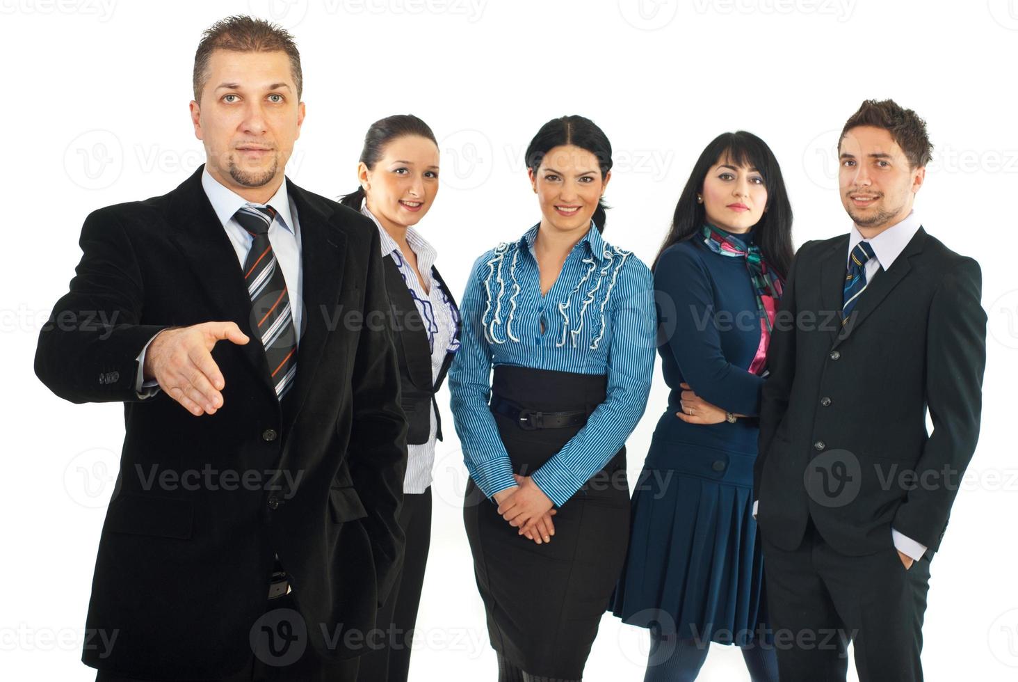 Business man welcome to join his team photo