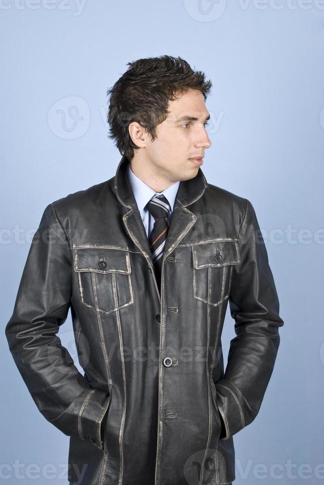 Handsome businessman in leather photo