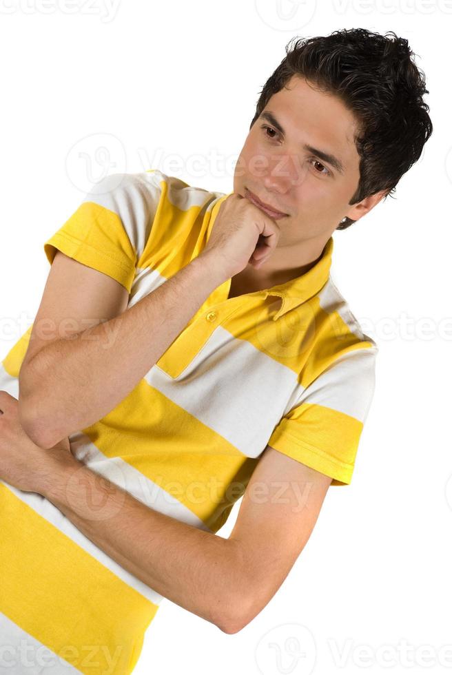 Man thinking on white background photo