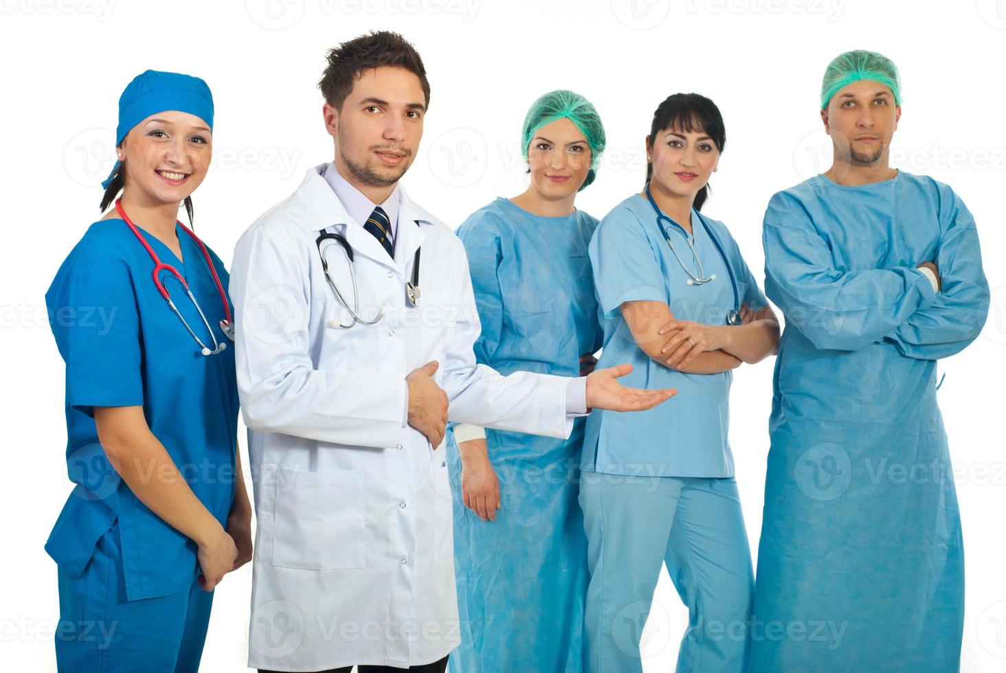 Young doctors presenting their team photo