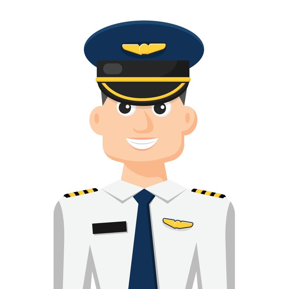 vector plano simple colorido de piloto de línea aérea, icono o símbolo, ilustración de vector de concepto de personas.