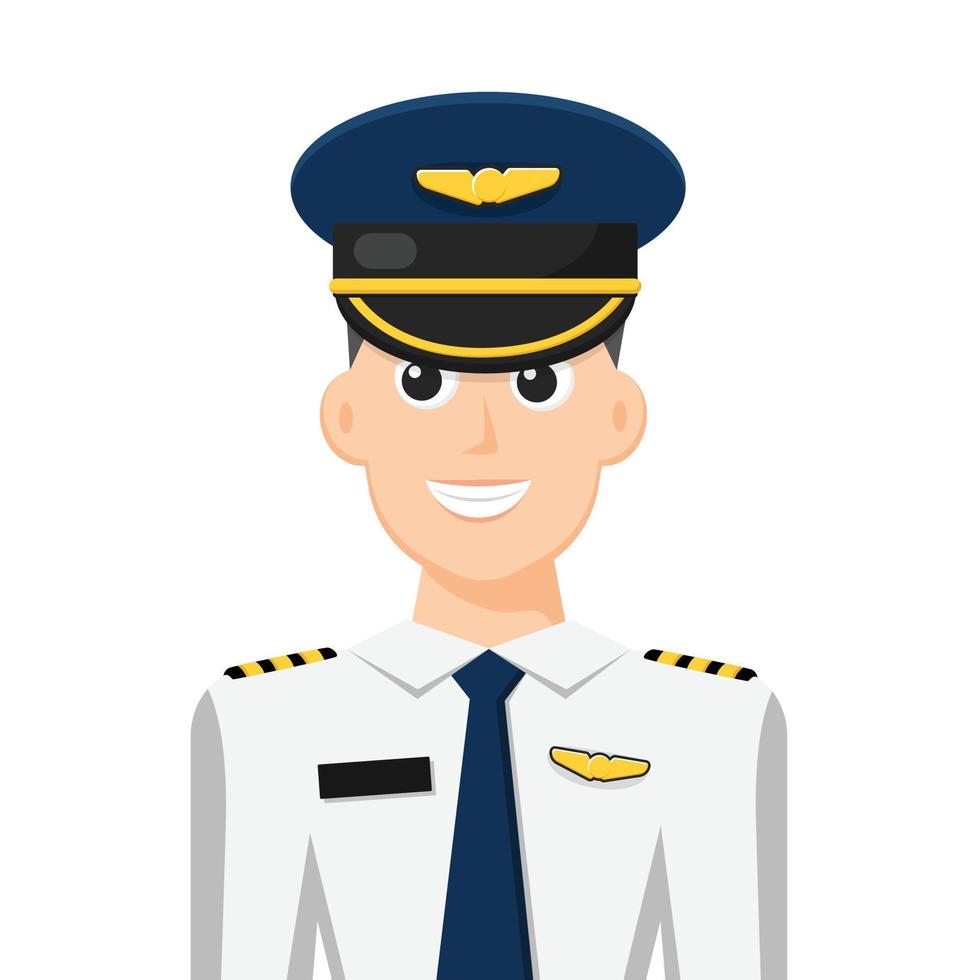 vector plano simple colorido de piloto de línea aérea, icono o símbolo, ilustración de vector de concepto de personas.