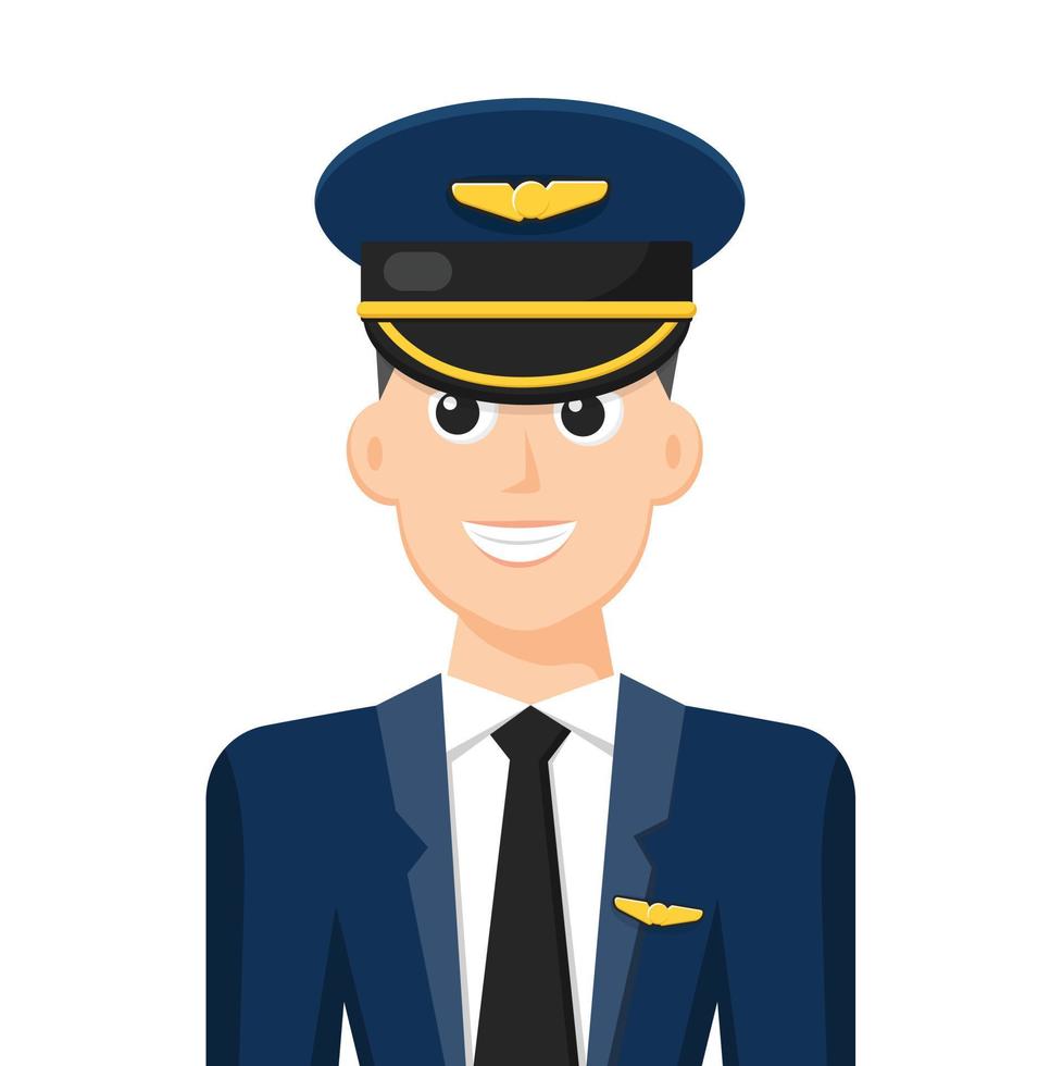 Colorful simple flat vector of airline pilot, icon or symbol, people concept vector illustration.