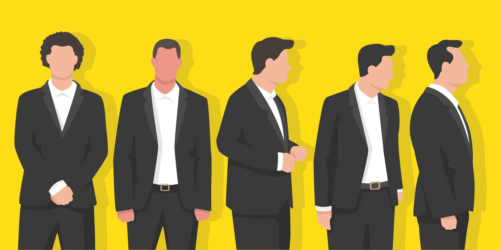 hombres de negocios hablando en ilustración de vector de estilo plano moderno, reunión, concepto de trabajo en equipo, trabajando en la oficina.