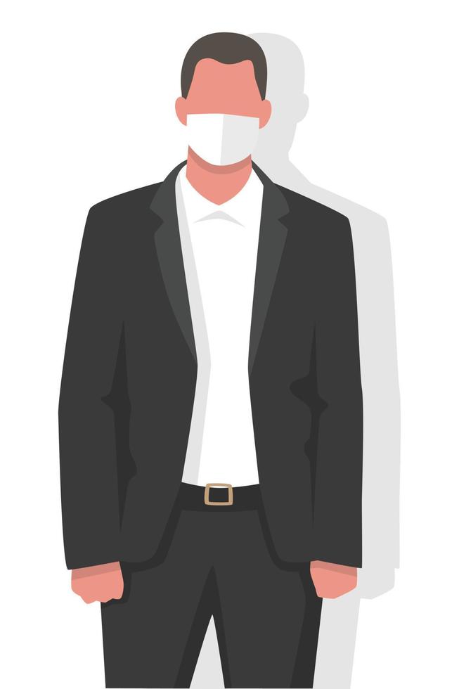 Business man in modern flat style vector illustration, meeting, working in office.